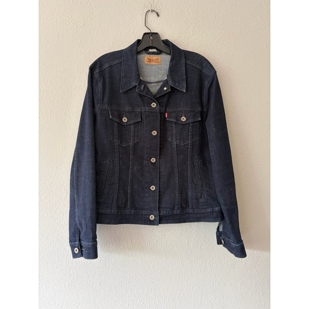 Levi's Womens Dark Blue Wash Denim Trucker Jacket XL Slim Fit Classic Blue